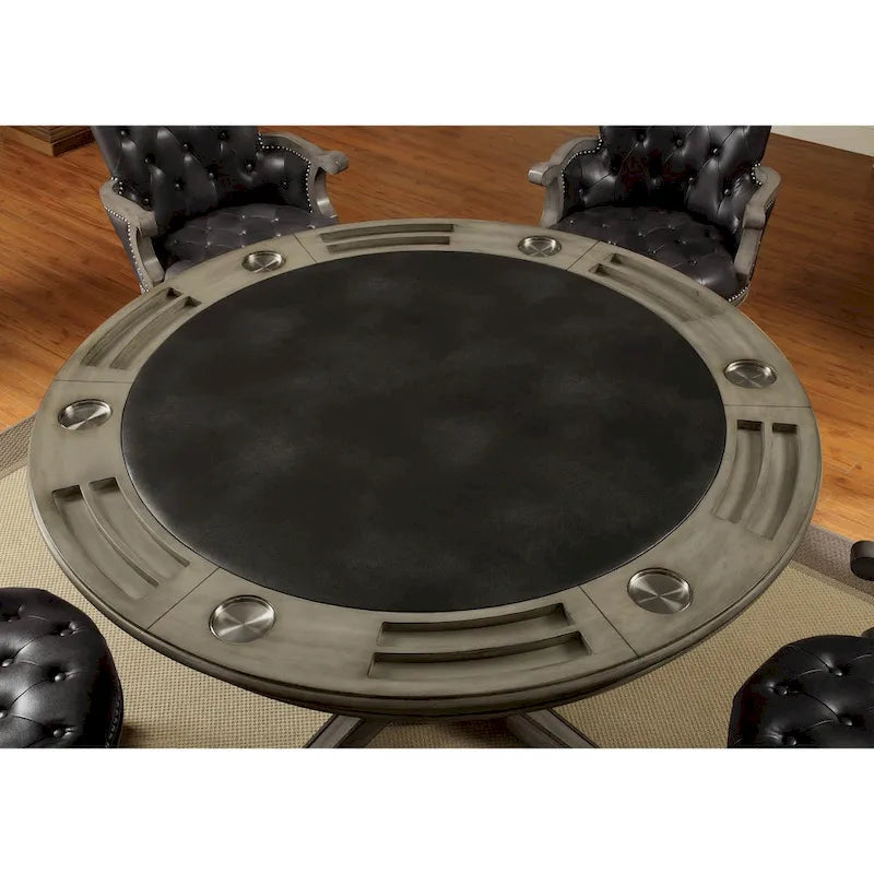 Table de jeu traditionnelle en bois massif gris