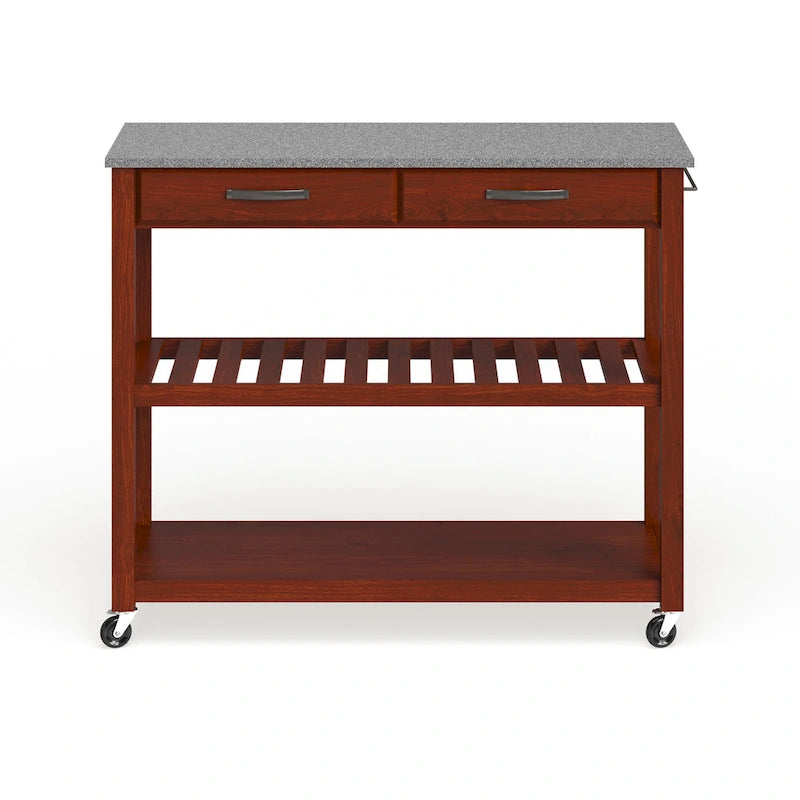 Chariot / îlot de cuisine avec dessus en granit massif - 17" P x 43" L x 35" H