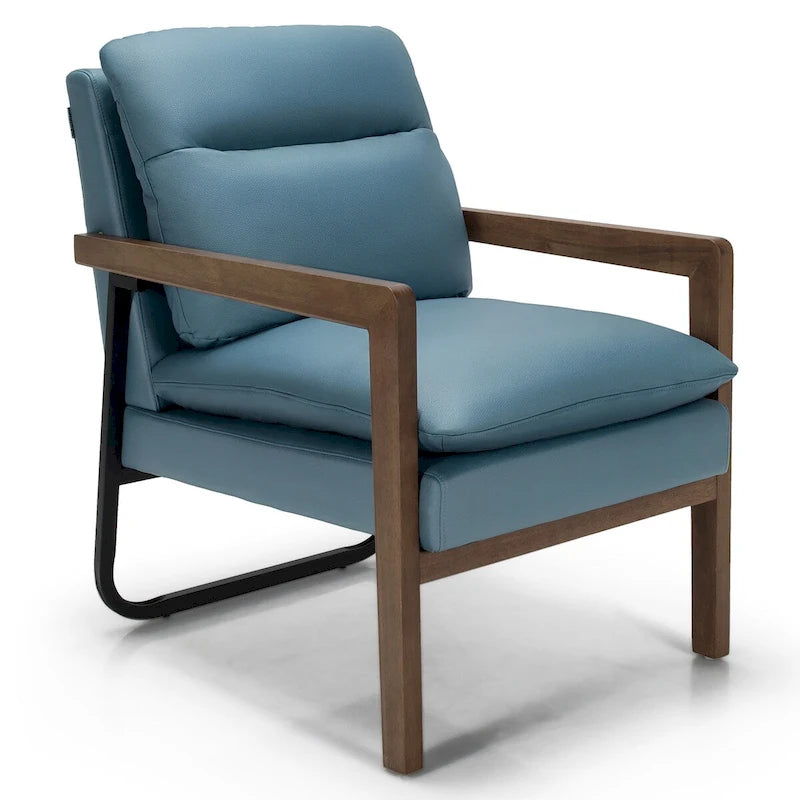 Fauteuil de salon moderne avec pieds en bois d'hévéa - 34,5 x 26,5 x 36