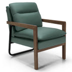 Fauteuil de salon moderne avec pieds en bois d'hévéa - 34,5 x 26,5 x 36