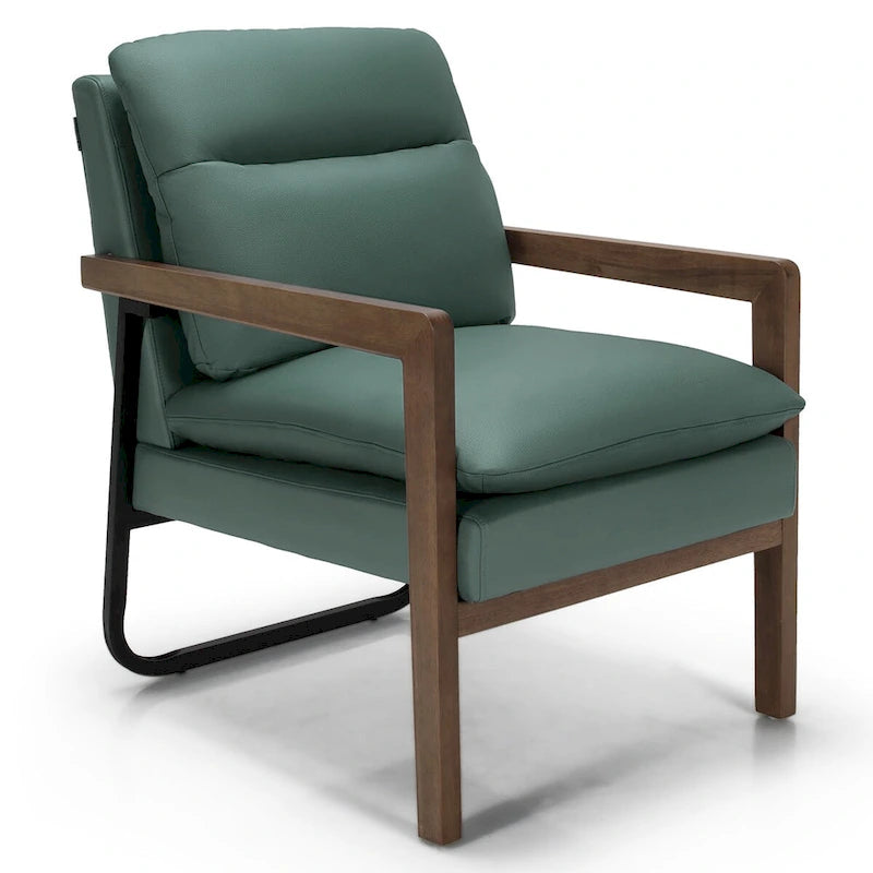 Fauteuil de salon moderne avec pieds en bois d'hévéa - 34,5 x 26,5 x 36