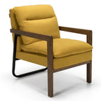 Fauteuil de salon moderne avec pieds en bois d'hévéa - 34,5 x 26,5 x 36