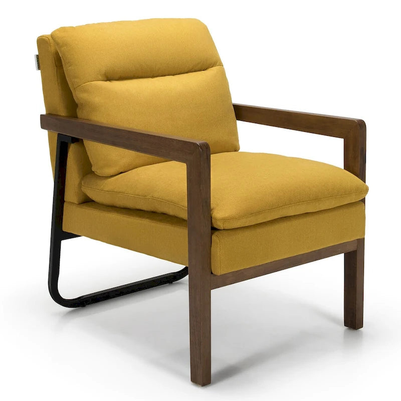 Fauteuil de salon moderne avec pieds en bois d'hévéa - 34,5 x 26,5 x 36