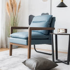 Fauteuil de salon moderne avec pieds en bois d'hévéa - 34,5 x 26,5 x 36