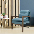 Fauteuil de salon moderne avec pieds en bois d'hévéa - 34,5 x 26,5 x 36
