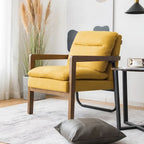 Fauteuil de salon moderne avec pieds en bois d'hévéa - 34,5 x 26,5 x 36