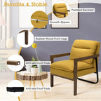 Fauteuil de salon moderne avec pieds en bois d'hévéa - 34,5 x 26,5 x 36