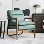 Fauteuil de salon moderne avec pieds en bois d'hévéa - 34,5 x 26,5 x 36