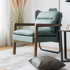 Fauteuil de salon moderne avec pieds en bois d'hévéa - 34,5 x 26,5 x 36
