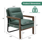 Fauteuil de salon moderne avec pieds en bois d'hévéa - 34,5 x 26,5 x 36