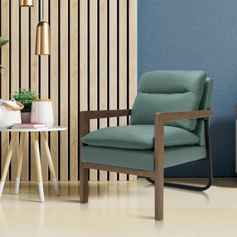 Fauteuil de salon moderne avec pieds en bois d'hévéa - 34,5 x 26,5 x 36