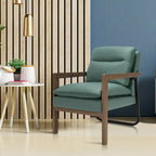 Fauteuil de salon moderne avec pieds en bois d'hévéa - 34,5 x 26,5 x 36