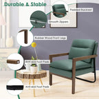 Fauteuil de salon moderne avec pieds en bois d'hévéa - 34,5 x 26,5 x 36