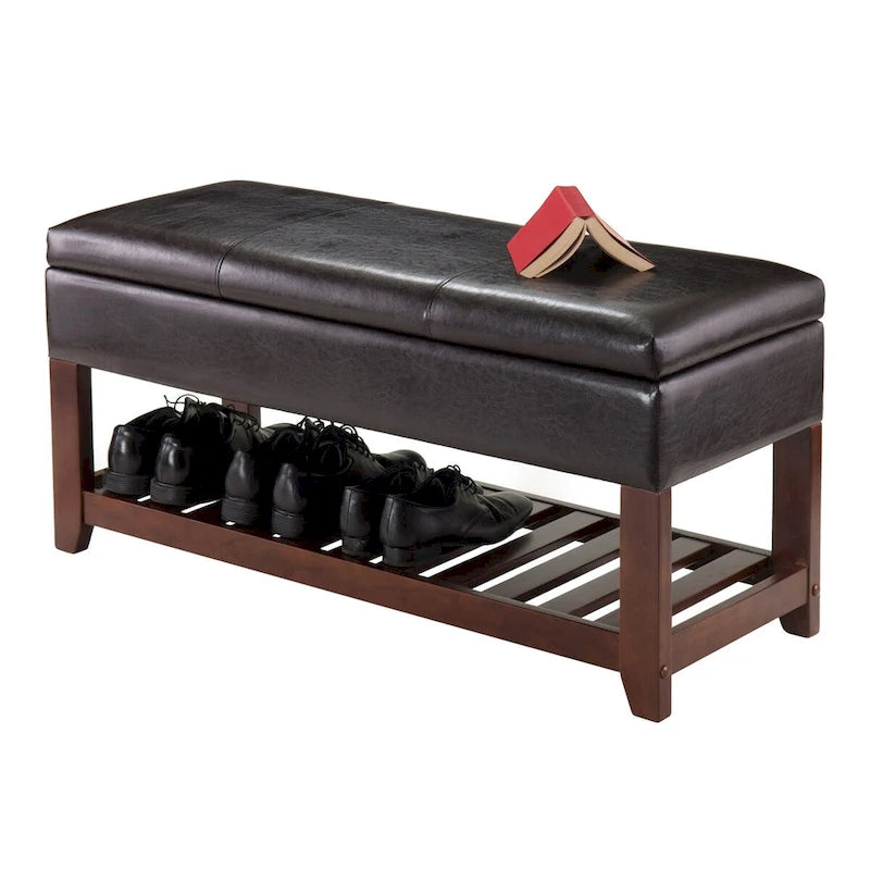 Banc de rangement, espresso et noyer – 42,52 po L x 15,75 po P x 20,47 po H