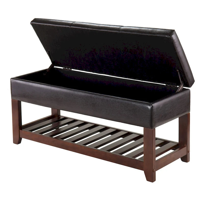 Banc de rangement, espresso et noyer – 42,52 po L x 15,75 po P x 20,47 po H
