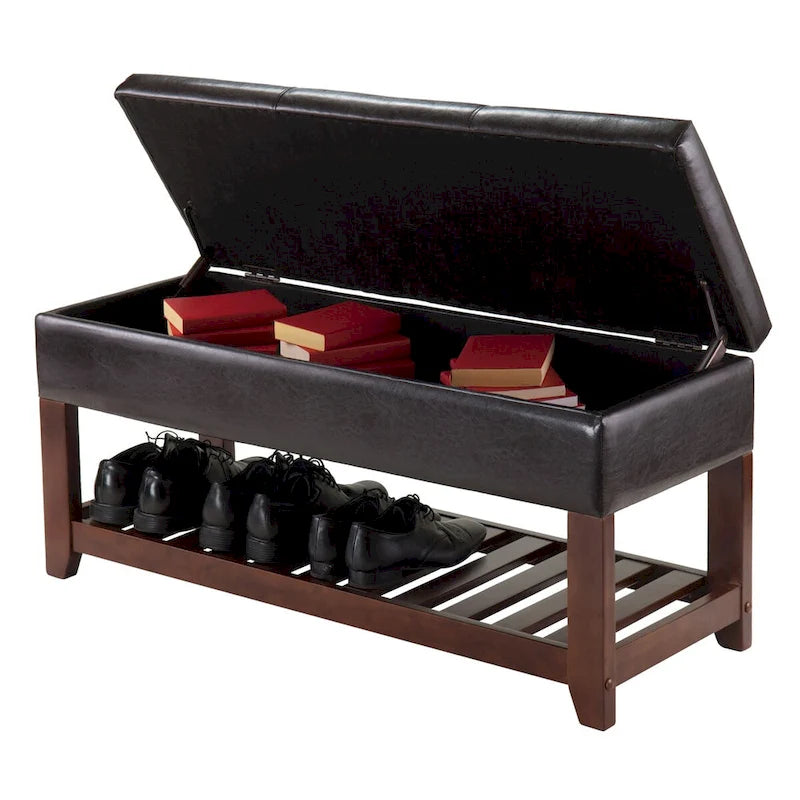 Banc de rangement, espresso et noyer – 42,52 po L x 15,75 po P x 20,47 po H
