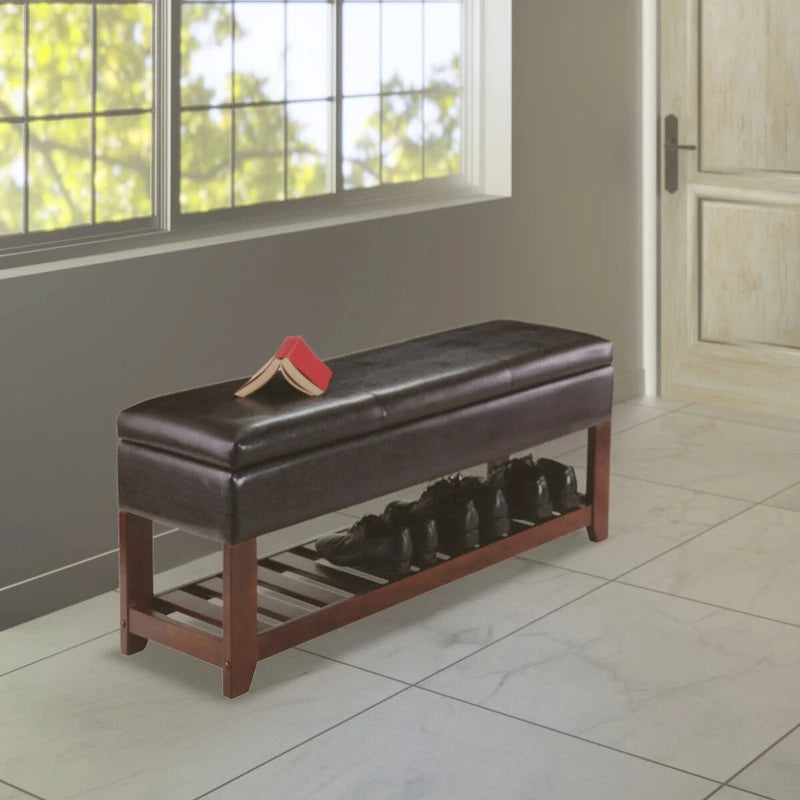 Banc de rangement, espresso et noyer – 42,52 po L x 15,75 po P x 20,47 po H
