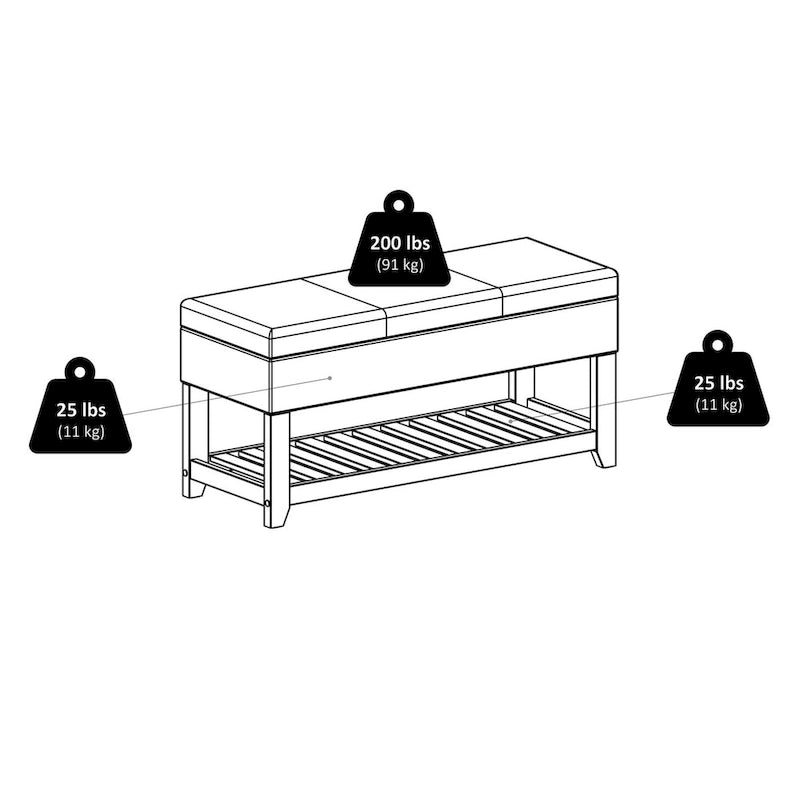Banc de rangement, espresso et noyer – 42,52 po L x 15,75 po P x 20,47 po H