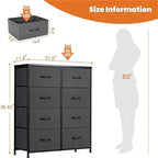 Commode à 8 tiroirs pour chambre à coucher – Organisateur de rangement pour placard avec plateau en bois