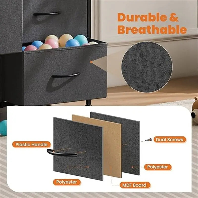Commode à 8 tiroirs pour chambre à coucher – Organisateur de rangement pour placard avec plateau en bois
