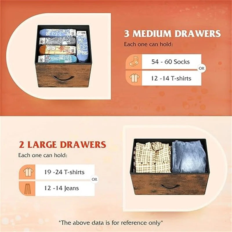 Commode de chambre à 5 tiroirs