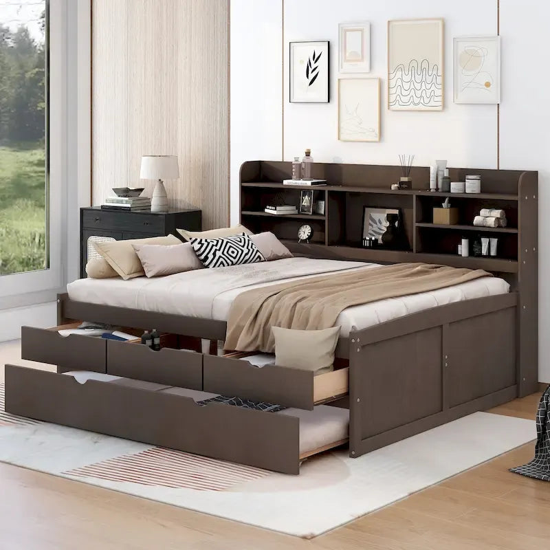 Lit de rangement en bois grandeur nature