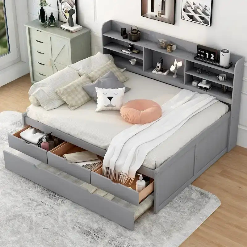 Lit de rangement en bois grandeur nature
