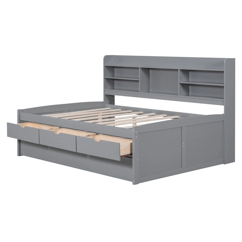 Lit de rangement en bois grandeur nature