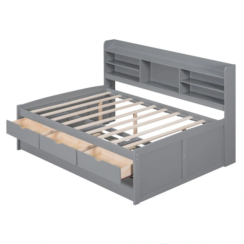 Lit de rangement en bois grandeur nature