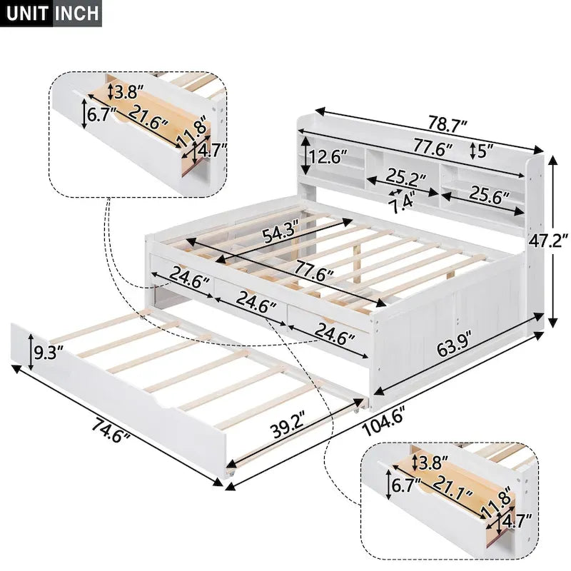 Lit de rangement en bois grandeur nature