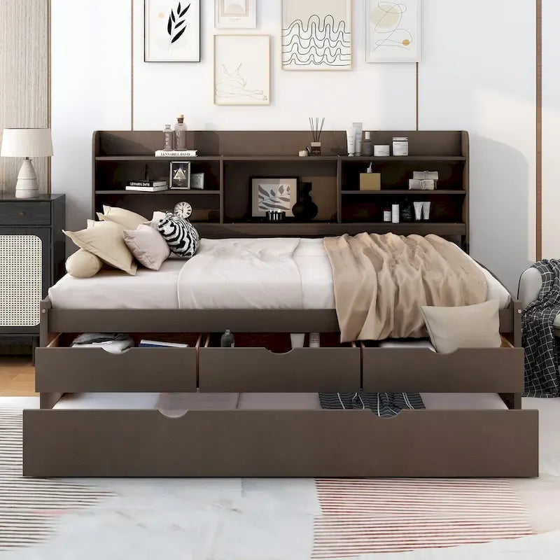 Lit de rangement en bois grandeur nature