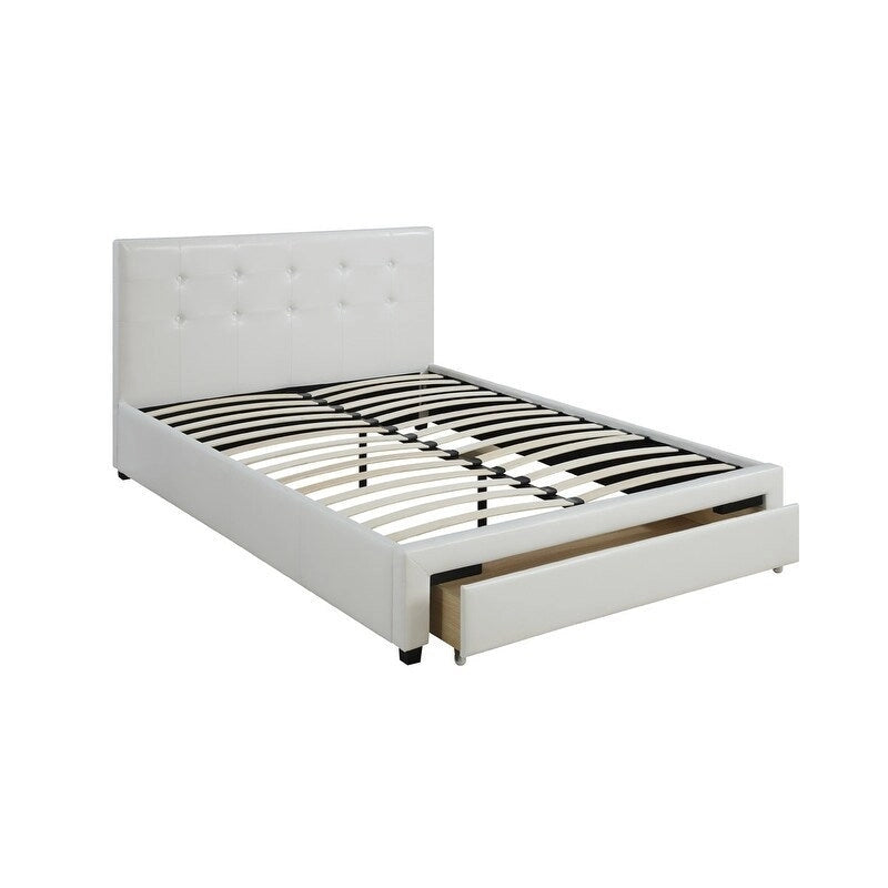 Cadre de lit de taille Queen avec rangement et tête de lit rembourrée en similicuir
