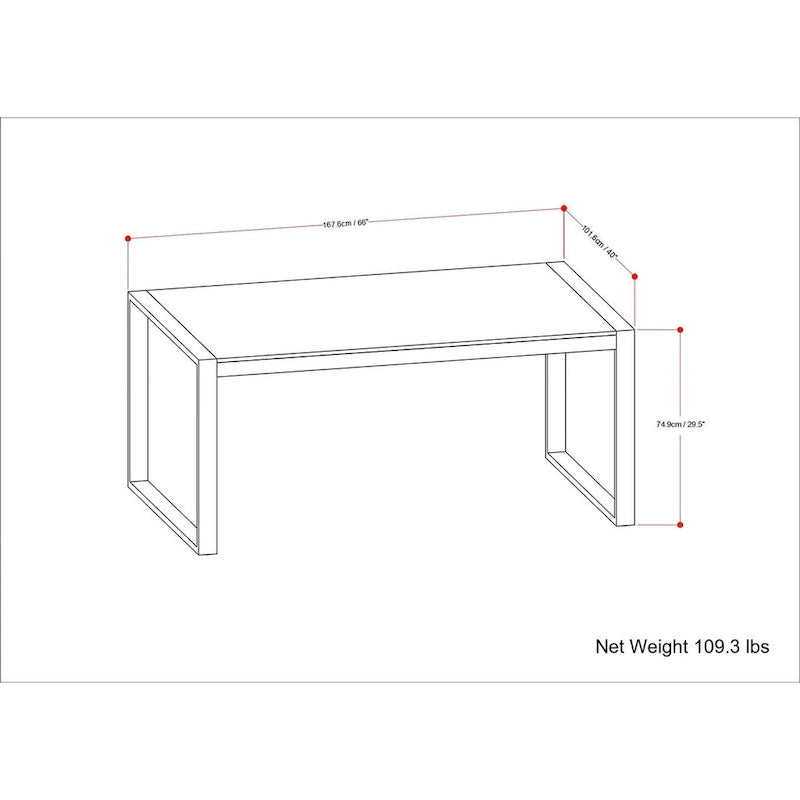 Table à manger rectangulaire moderne industrielle de 168 cm x 102 cm