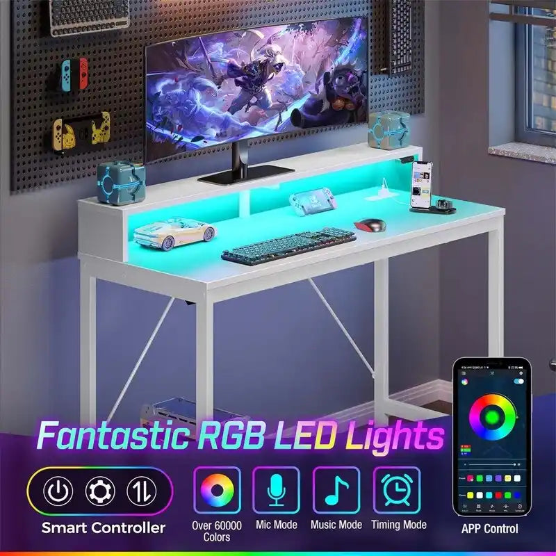 Bureau informatique de 99 cm avec lumières LED