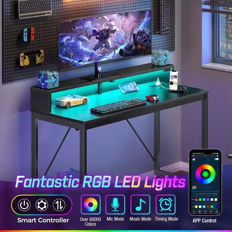 Bureau informatique de 99 cm avec lumières LED