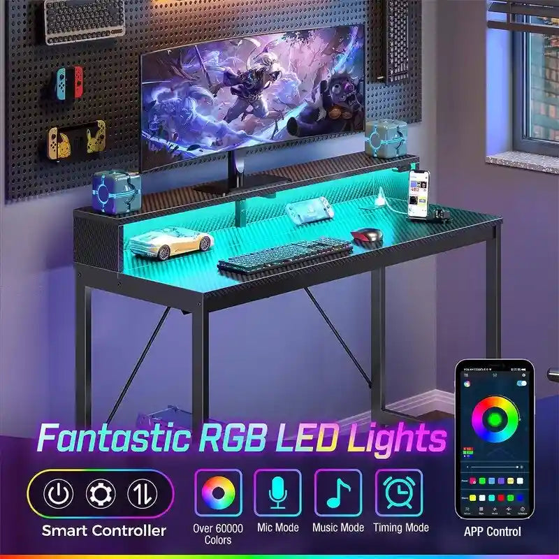 Bureau informatique de 99 cm avec lumières LED