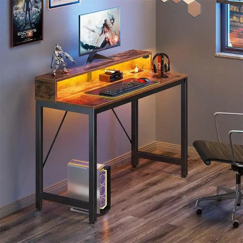 Bureau informatique de 99 cm avec lumières LED