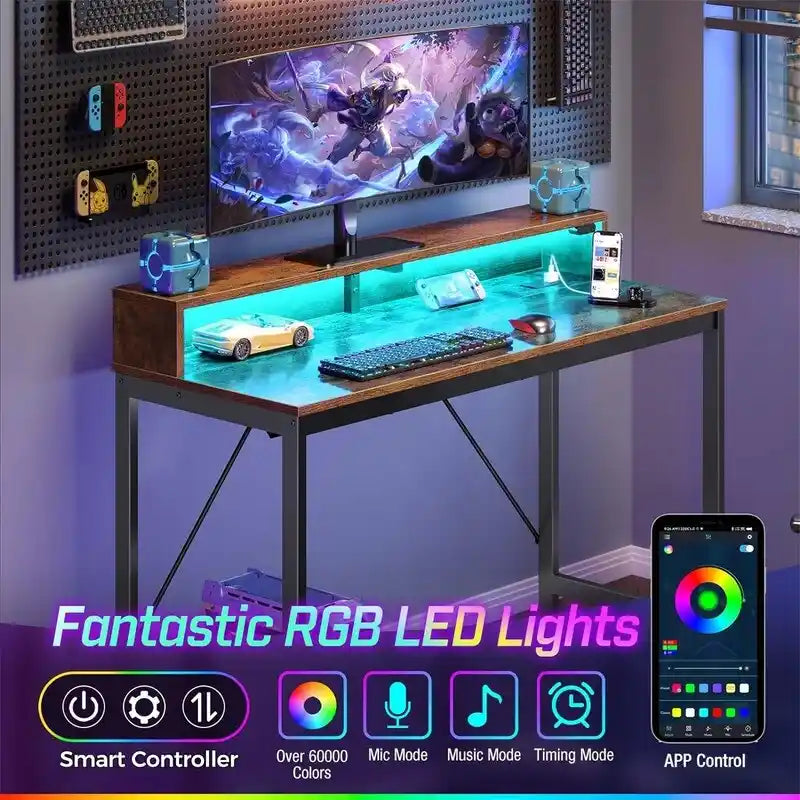 Bureau informatique de 99 cm avec lumières LED