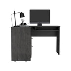 Bureau d'angle avec tablette coulissante pour clavier et tiroirs de rangement