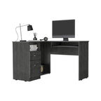 Bureau d'angle avec tablette coulissante pour clavier et tiroirs de rangement
