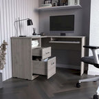 Bureau d'angle avec tablette coulissante pour clavier et tiroirs de rangement