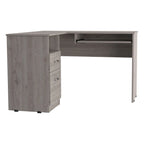 Bureau d'angle avec tablette coulissante pour clavier et tiroirs de rangement