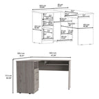 Bureau d'angle avec tablette coulissante pour clavier et tiroirs de rangement