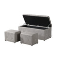 Pouf de rangement rectangulaire avec 2 poufs en velours