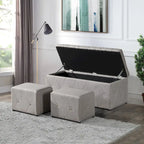 Pouf de rangement rectangulaire avec 2 poufs en velours