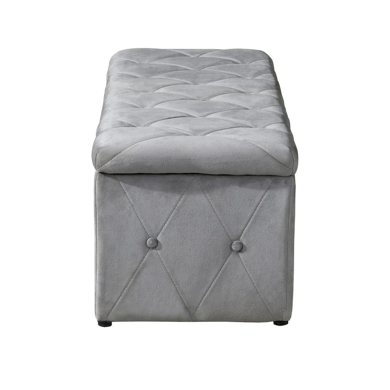 Pouf de rangement rectangulaire avec 2 poufs en velours