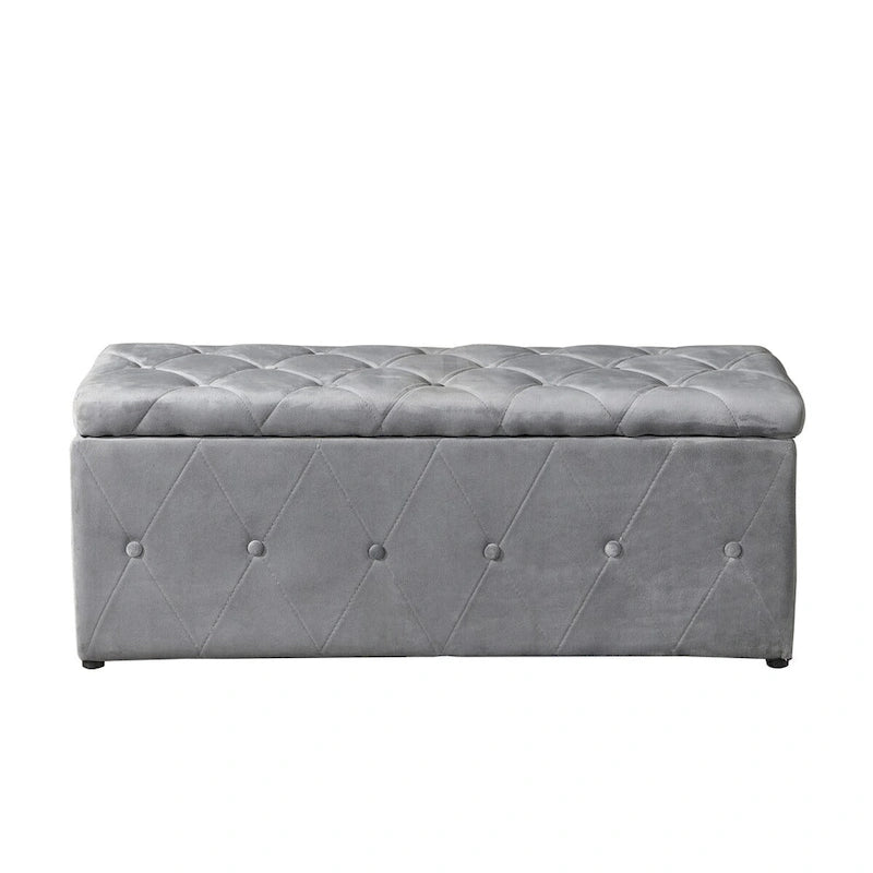 Pouf de rangement rectangulaire avec 2 poufs en velours