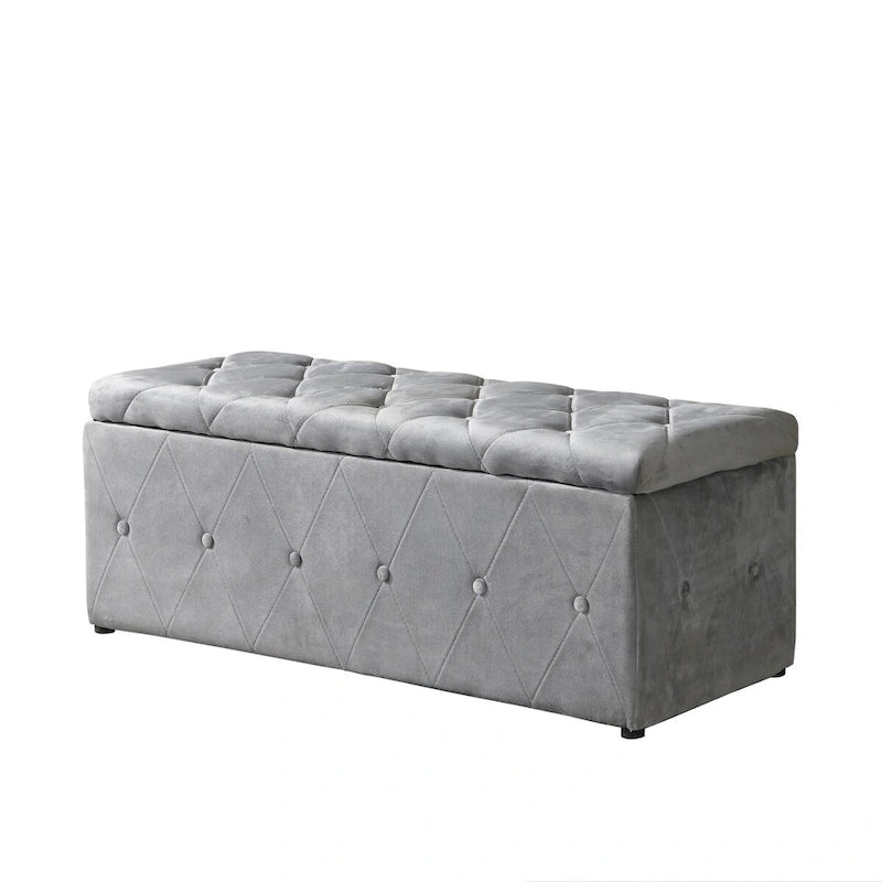 Pouf de rangement rectangulaire avec 2 poufs en velours
