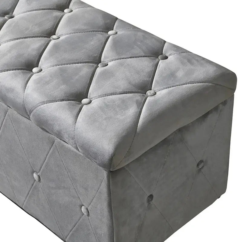 Pouf de rangement rectangulaire avec 2 poufs en velours