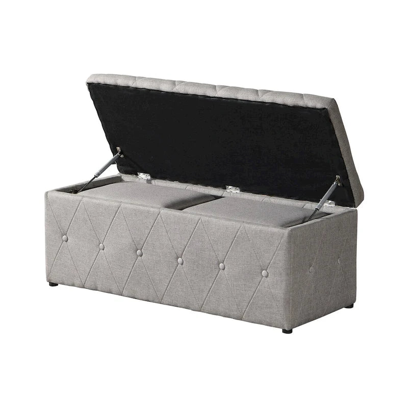 Pouf de rangement rectangulaire avec 2 poufs en velours